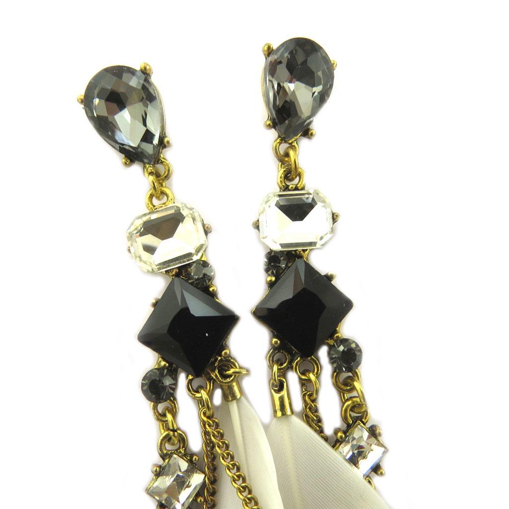 Les Trésors De Lily [P7284] - Boucles Créateur 'Cheyennes' noir beige  - 12x2 cm