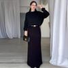 2024 Autumn Women's Solid Color Slim-fit Knitted Dress Two-piece Set