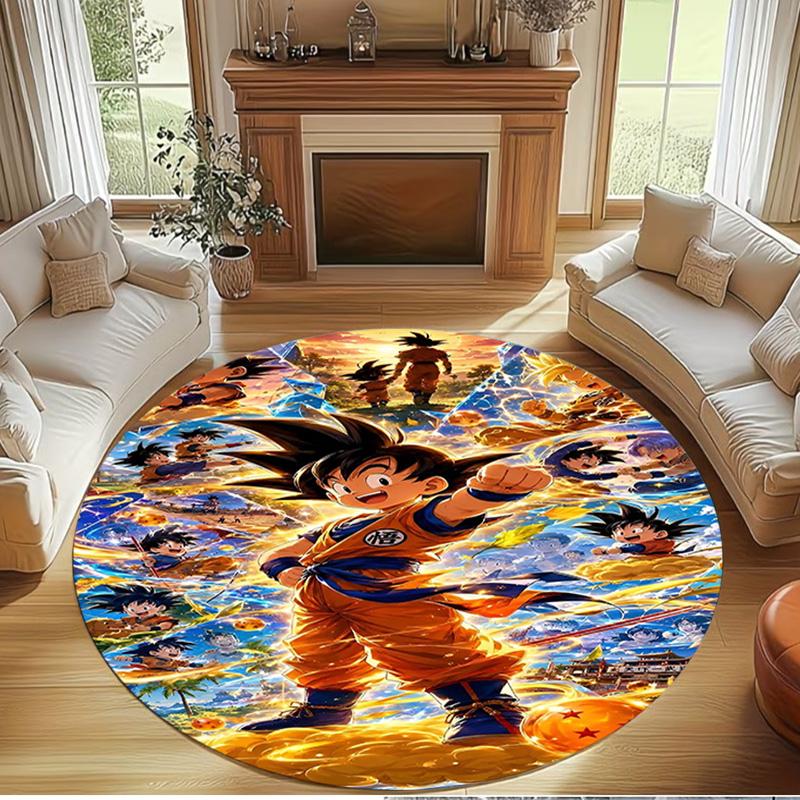 DRAGON BALL Print Round Rug, Washable Floor Carpet, For Entryway Dorm Laundry Room Office Study, Home Decor Birthday Christmas Gift