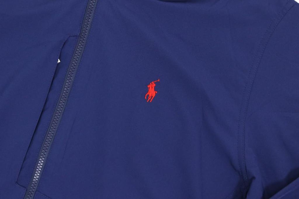 POLO RALPH LAUREN Men’s Performance Stretch Zip-Up Windbreaker Jacket, Navy, Size L, Lightweight Active Outerwear (01010007)