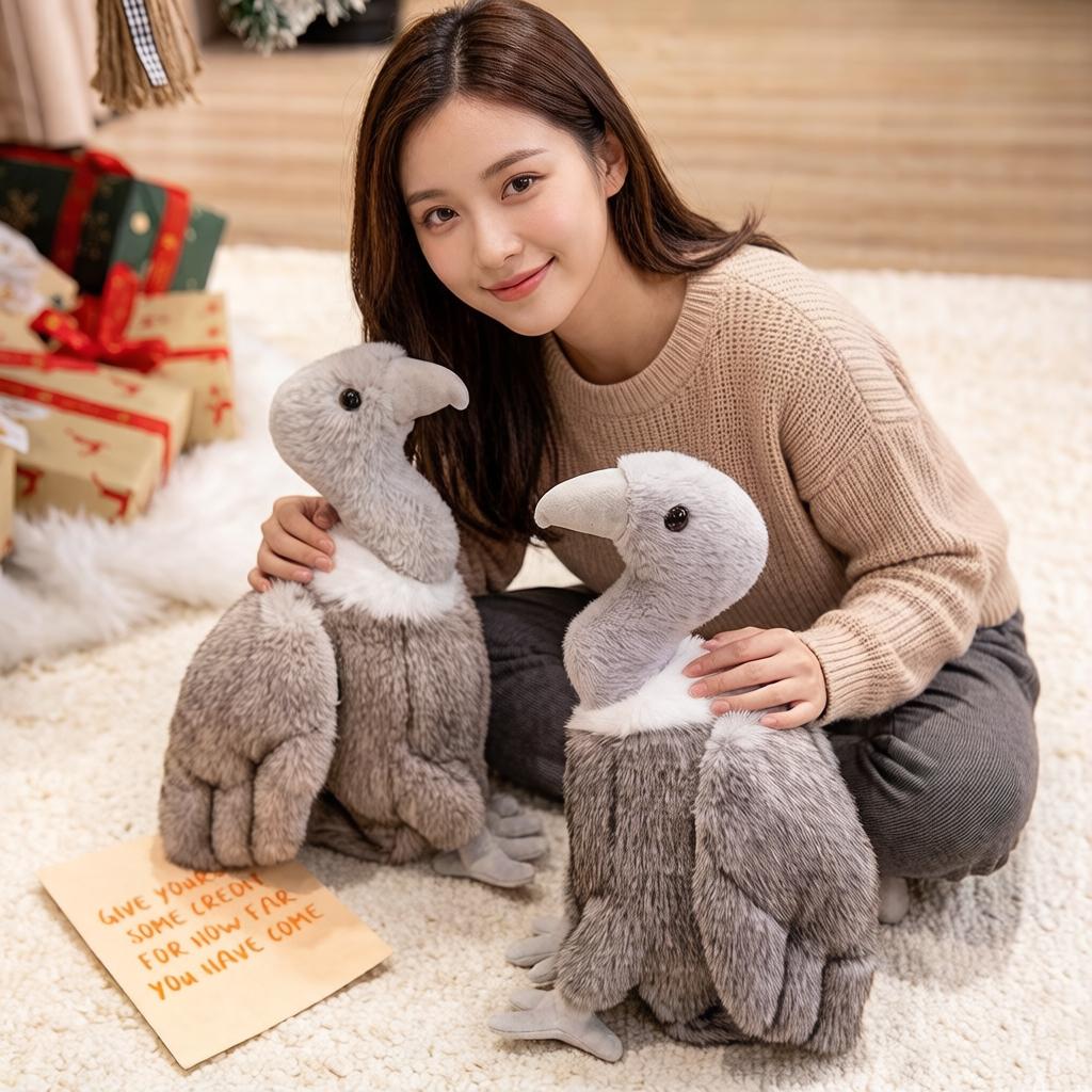 35cm Simulated Vulture Bird Plush Toy Brown Grey Sitting Giant Animal Doll Home Decoration Man Gift