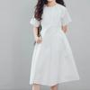 Girls' Fashion Short-Sleeve Shirt Dress Summer Children's Elegant Waist-Cinched Dress