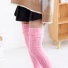 Women Winter Warm Breathable Long Johns Mohair Knee Length Knitted Wool Stretch High Sockings Femboy Leg Warmers Kawaii Clothes