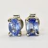 A+ Certified 925 Sterling Silver 5x4 Mm Natural Blue Sapphire Stud Jewelry