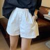 Plus Size Elastic Waist Wide-Leg Shorts with Pockets for Women - High Waist, Casual Spring/Autumn 2024.