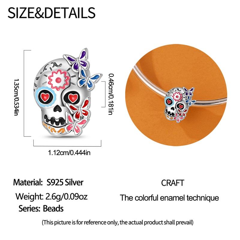 Copper Halloween Skull Beads Jewellery Fit Original Bracelet Necklace For Women Diy Gift