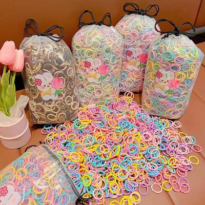 300pcs Baby 2cm Colorful Rubber Band Does Not Hurt The Hair Small Thumb Ring High Elastic Thread Toddler Kids Scrunchies Set