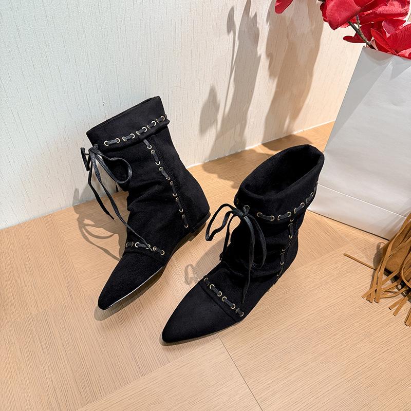 

Spice Girls Wasteland Height Up Western Cowboy Boots 2025 Autumn and Winter New Pile Boots Skinny Martin Boots Short Boots Women 39 темно-коричневого