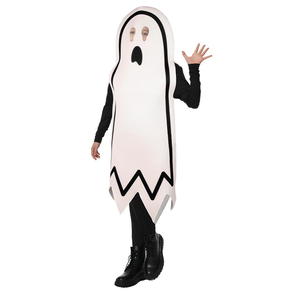 New Halloween Ghost Costume Spooky Funny Print Outfit for Adult Kids Stage Performance