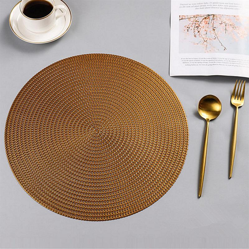 

Round Placemats set 15” Washable Easy Clean Wipeable Non-Slip Stain Heat Resistant Dinning Table Place Mats for Wedding Party 2 pcs&Round кофейный