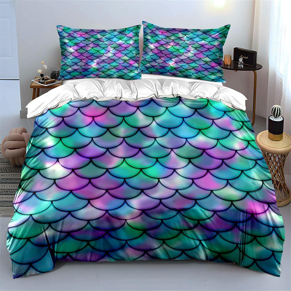 Mermaid Scale Pattern Bedding Bedding Duvet Cover Set Duvet Cover Pillowcases (1 * Duvet Cover 2 * Pillowcases, Without Duvet Insert)