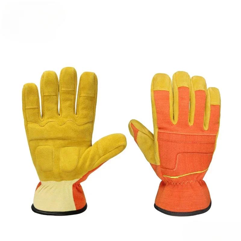 Fireproof Thickened Wear-resistant Cowhide Flame-retardant and Heat-insulating Emergency Rescue Firefighter Protective Gloves