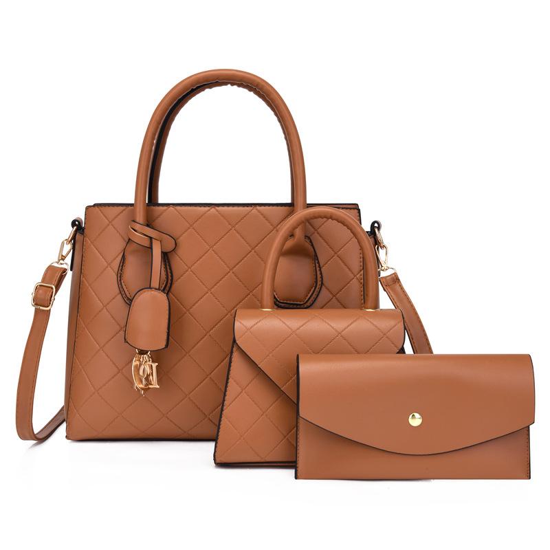 Women's Bag New Retro Fashion Large Capacity Mother and Child Bag Shoulder Messenger Bag Three-piece Bag