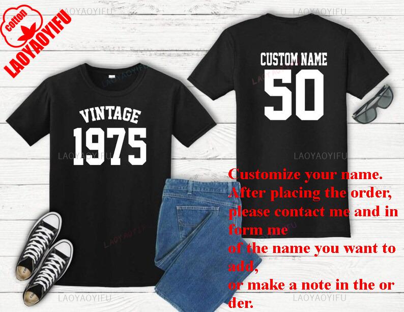 1975 50th Birthday Graphic T Shirts Vintage Custom Tee Funny Retro Gift for Men Women Couple Anniversary Tshirt Cotton Tops S
