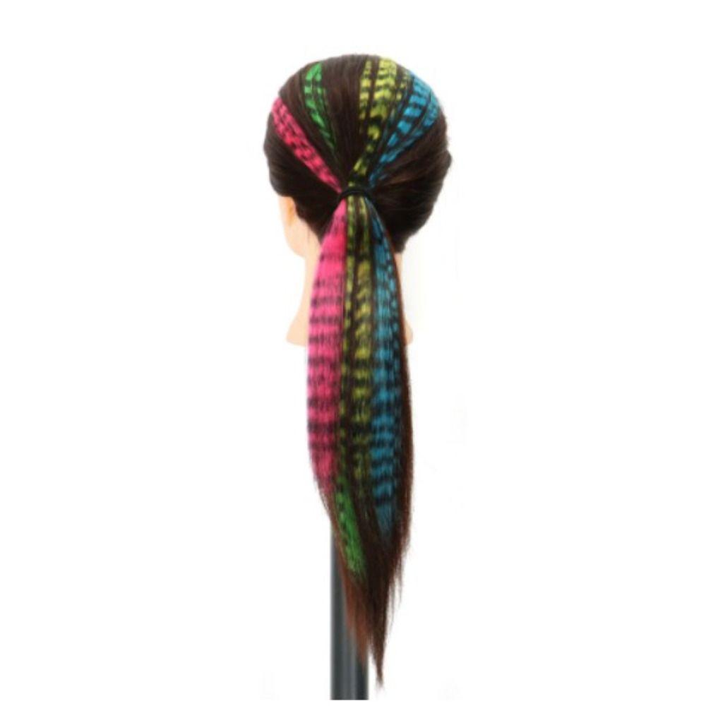 Colorful Hair Accessories Leopard Print Wig Heat Resistant Fiber Feather Hair Extension Piece