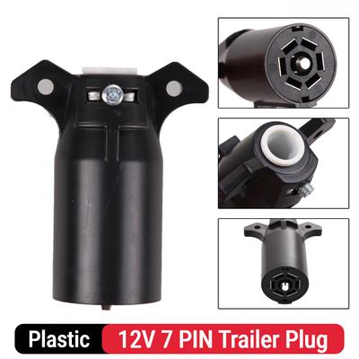 Prise de voiture 12V Prise de remorque 7 broches Style américain 7 voies Lame Connecteur rond Adaptateur Pour remorque RV Yacht Plastique noir