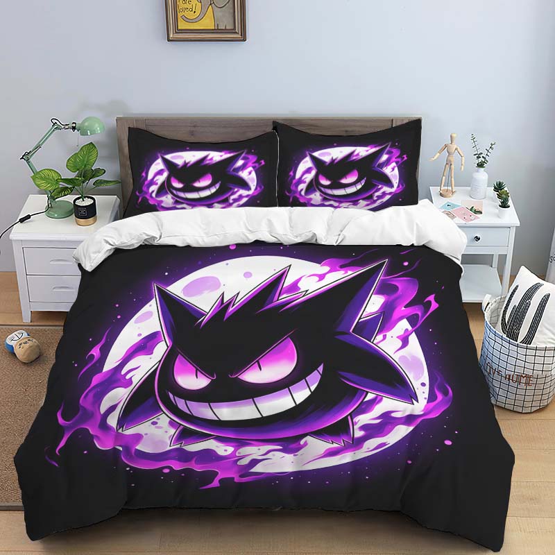 This adorable Gengar cartoon bedding set—including a duvet cover and pillowcases—is the perfect choice for decorating your bedro