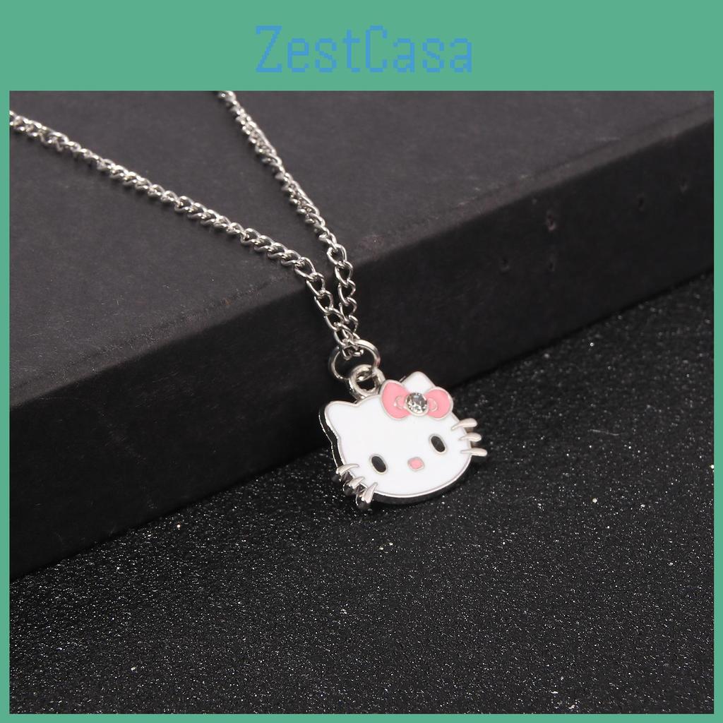 Cartoon Cute Cat Character Pendant Metal Necklace For Wear Casual