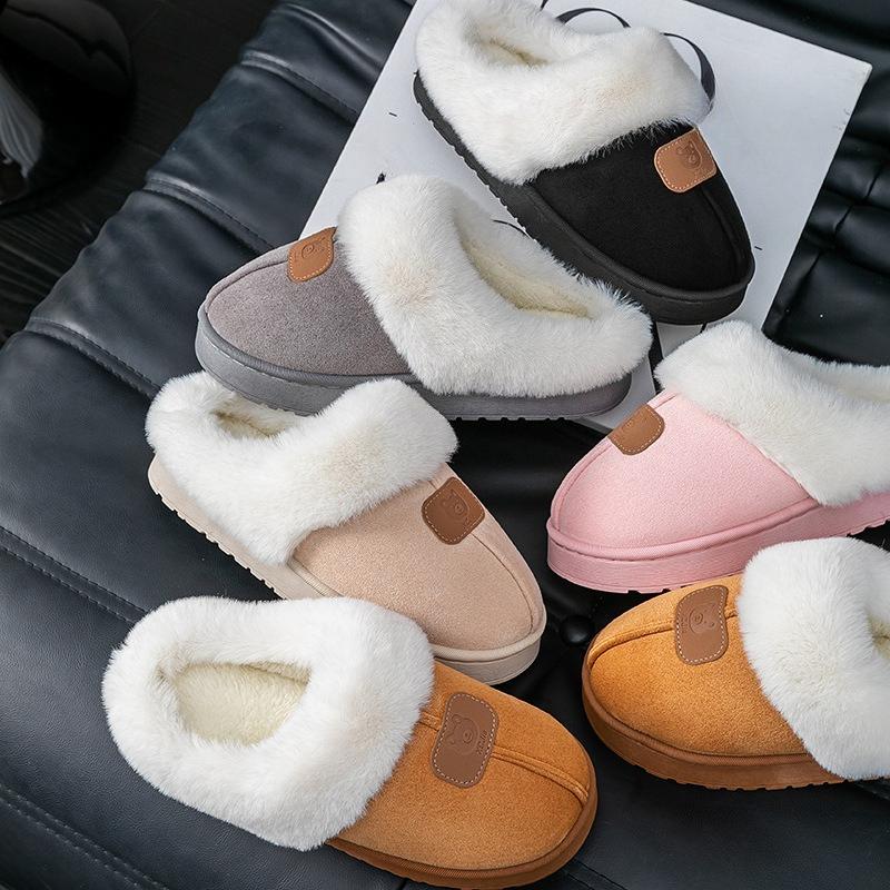 Bavlněné pantofle, Dámské vnitřní domácí silnopodrážkové plyšové teplé boty