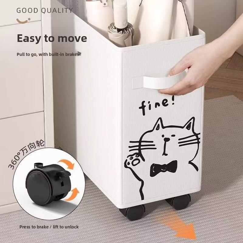 Oxford Cloth Storage Basket for Office, Study, Dorm Room, Under Desk, Mobile with Wheels, Foldable Dirty Laundry Basket