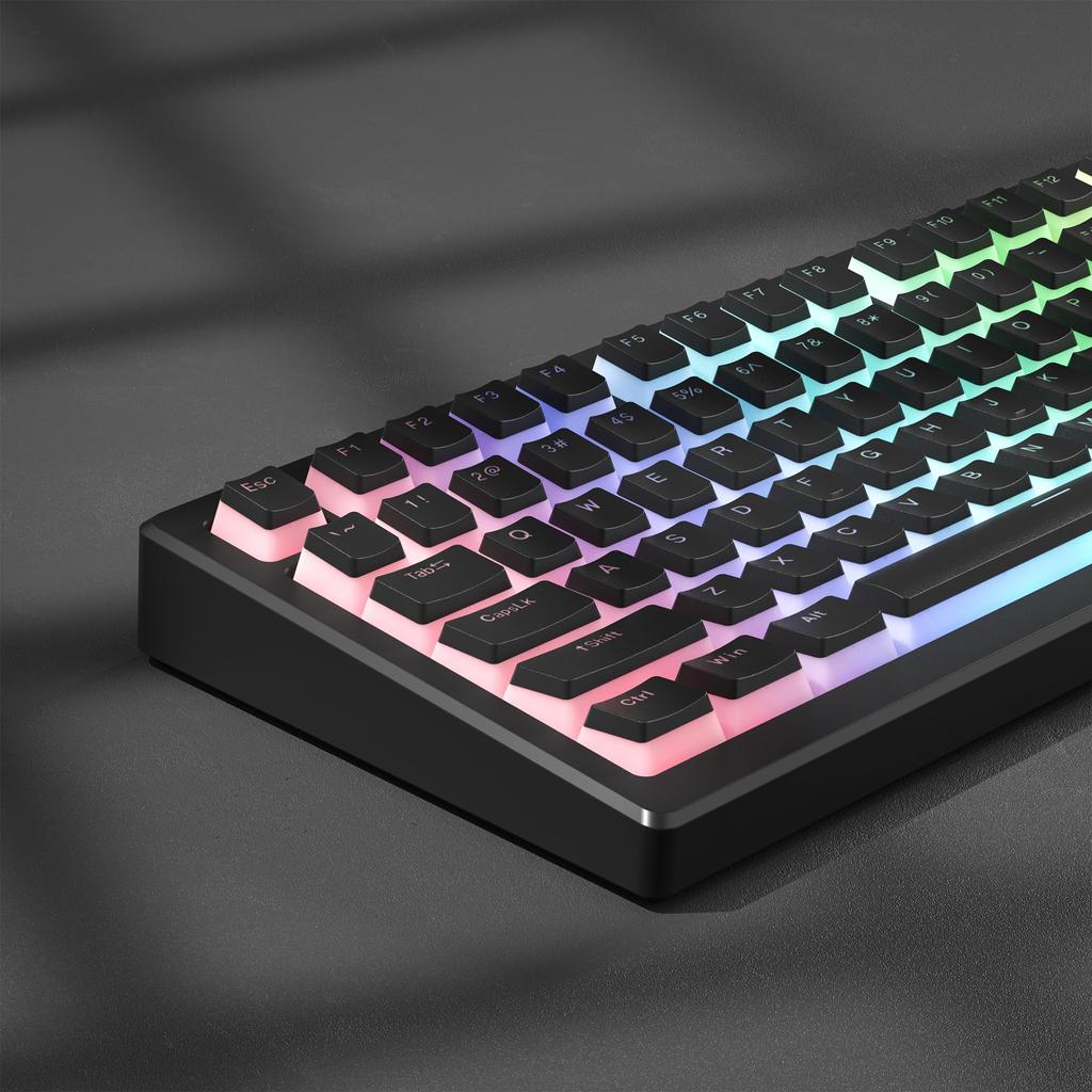 Womier 129-Key PBT Keycap Set, OEM Profile, Transparent, Universal Type (Black)