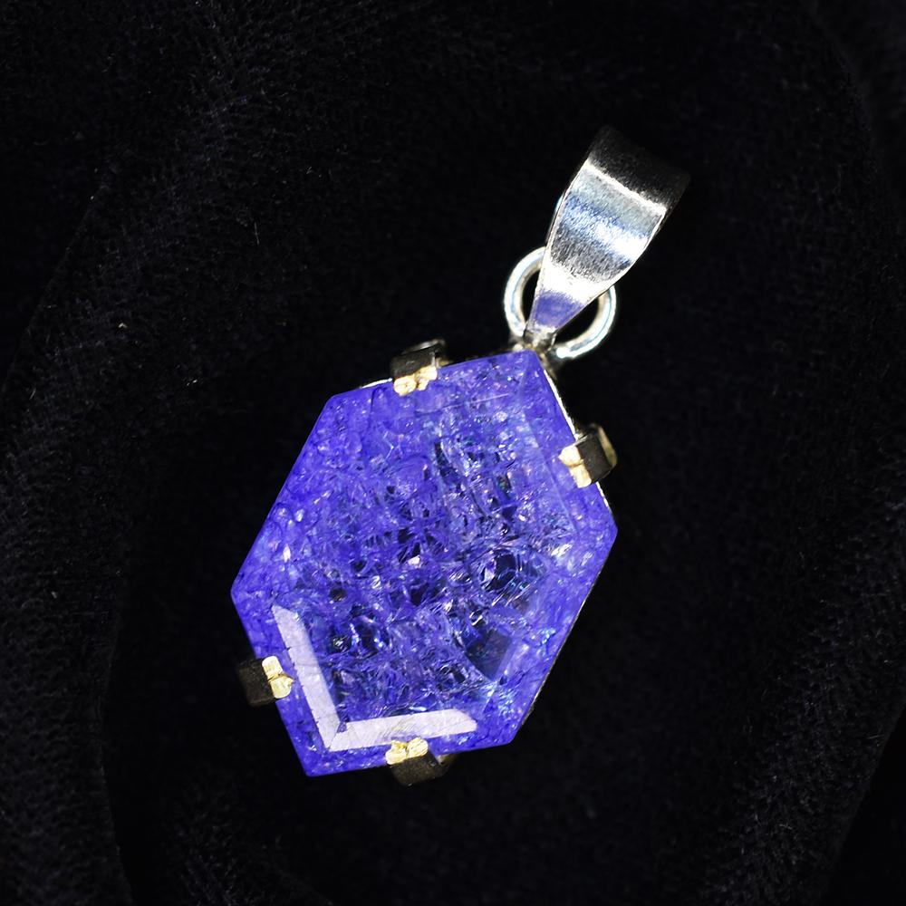 Fancy Cut 925 Sterling Silver 33.90 Ct Natural Sapphire CERTIFIED Gems Pendant MY.PD-178-NS