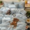 Cartoon Soft Cotton Washable Single Bed 3-Piece Set: Fitted Sheet, Flat Sheet, Skin-Friendly