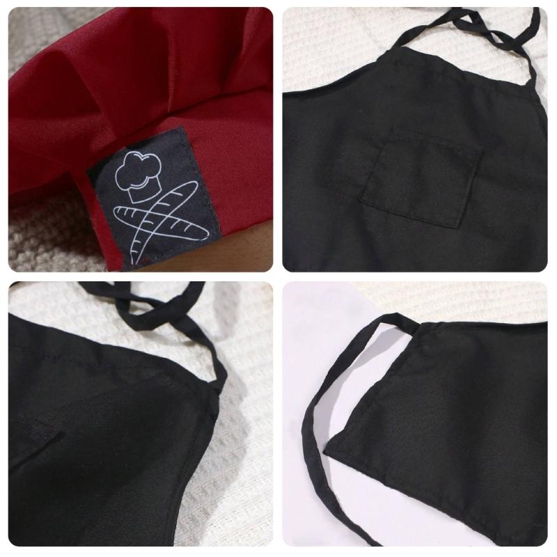 2Pcs/set Newborns Baby Cook Costume Set Photography Props Lovely Cooking Hat and Matching Apron for Photoshoots