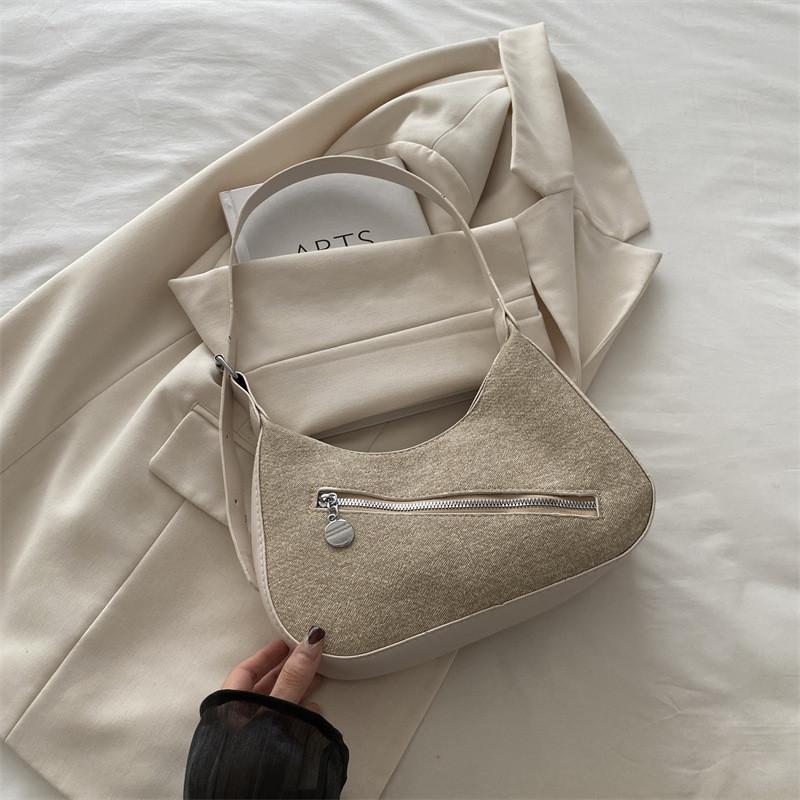 Stylish Korean-inspired Casual Moon Bag In Black Blue Brown Lake Blue And Cream For Trendy Street Fashion