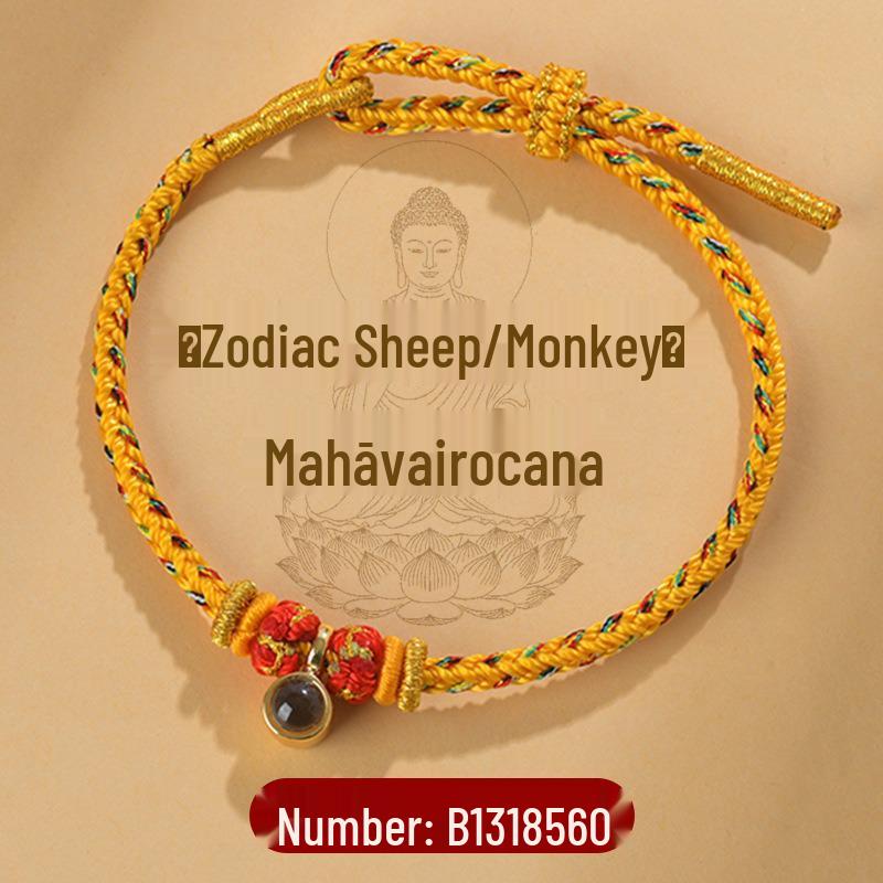 Manjushri Zodiac Hand Rope with Micro-carved Eight Great Protectors Tai Sui Benming Colorful Dragon Rope for Men and Women