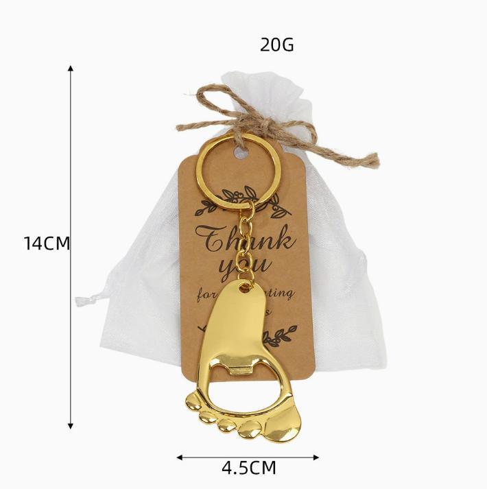 Custom Footprint Keychain Metal Bottle Opener Wedding Guest Gift Baby Memorial Pendant Cute Portable Keepsake Creative Gifts (Gold,Standard) золотой