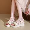Women's Roman Sandals, Summer Style Platform Sole One-strap Versatile Fashionable Wedge Heel, Elegant Style