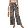 New Women's Fashion Printed Elasticated Mid Waist Comfortable Casual Loose Trousers
