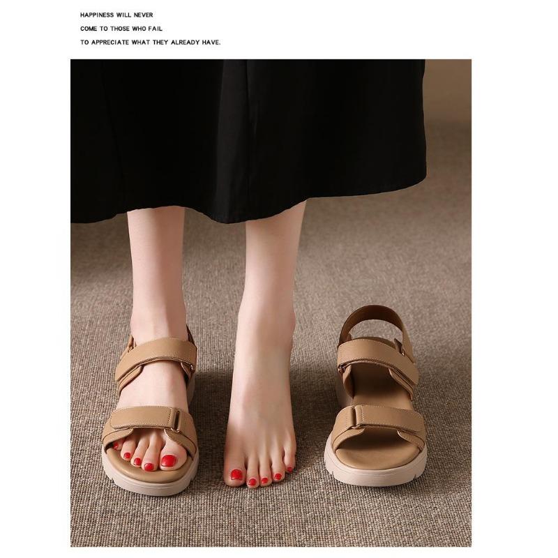2025 Summer New Thick Bottom Slope Heel Sandals Lightweight Non-slip Comfortable Casual Sports Velcro Roman Shoes