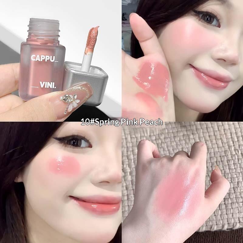 Cappuvini Matte Liquid Blush Velvet Blusher Orange Peach Face Pigment Lasting Beauty Natural Cheek Tint Cream Blush Makeup