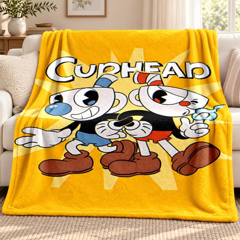 Cuphead blanket Flannel Blanket Soft Cozy Plush Throw for Sofa Bed Lightweight Home Decoration Outdoor camping