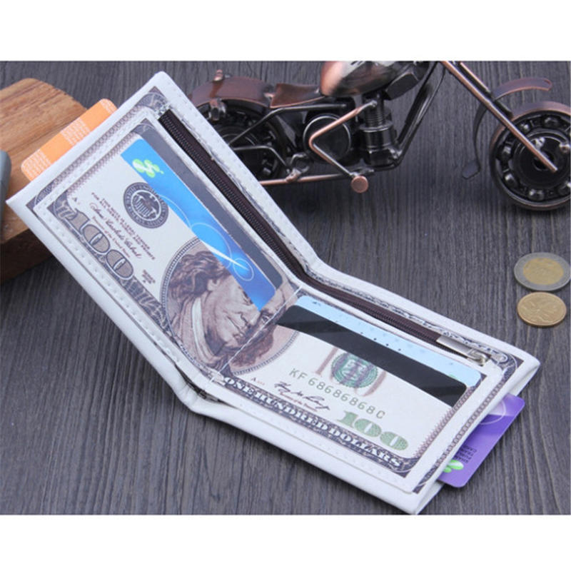 Men'S Personalized Us Dollar Bill Pattern Double Fold Retro Wallet With Creative Style Multiple Card Slots Double Fold Classic Short Wallet