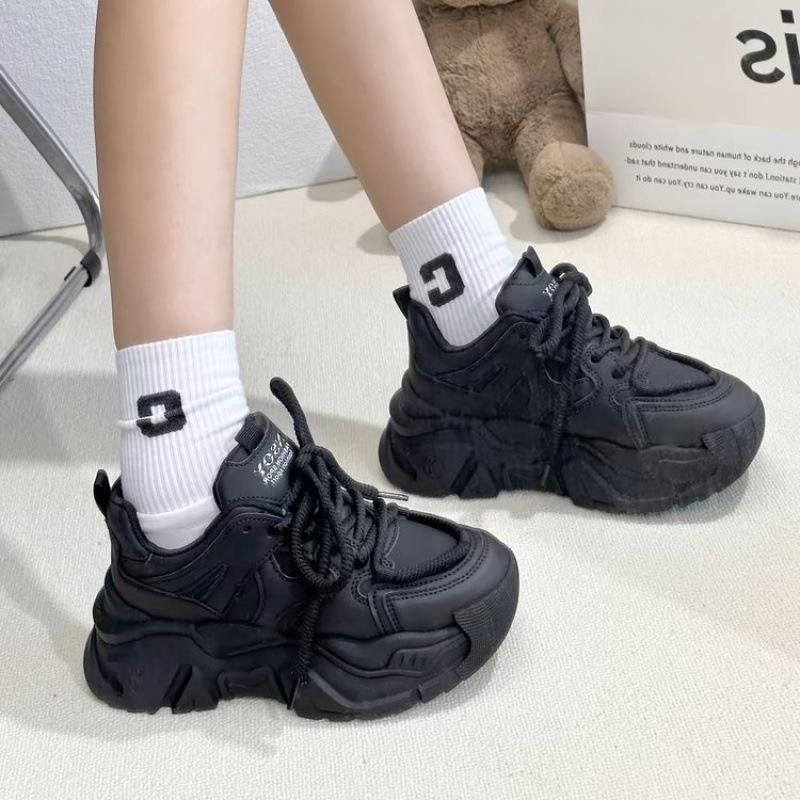 

Кроссовки «папины» сетка 2025 осень новая высокая посадка повседневная модная универсальная спортивная обувь популярная обувь интернет-знаменитости женские туфли на платформе 40 чёрный