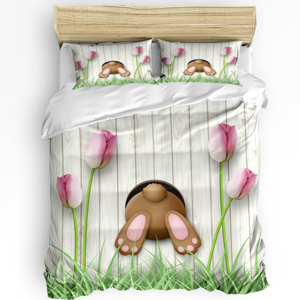 3pcs Bedding Set Easter Bunny Eggs Holiday Animal Home Textile Duvet Cover Pillow Case Boy Kid Teen Girl Bedding Covers Set