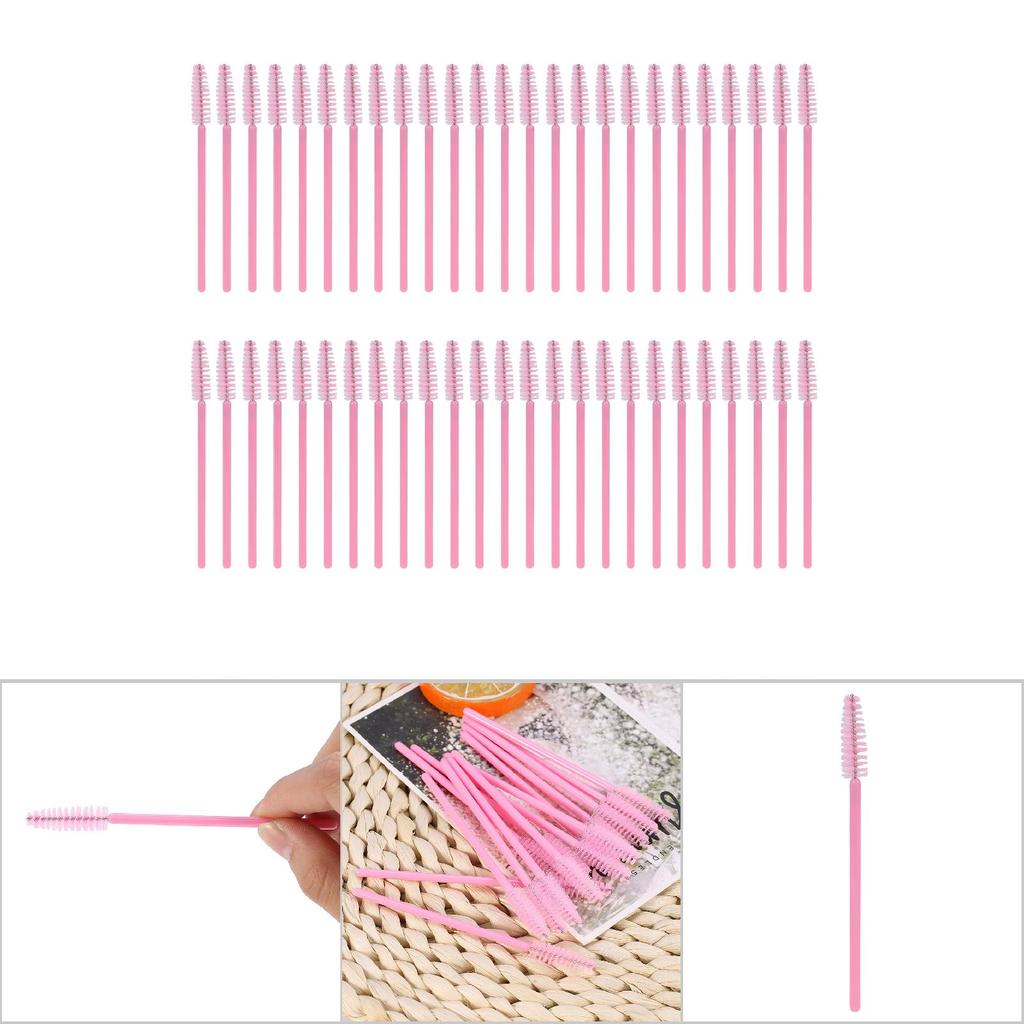 50Pcs Set Disposable Eyelashes Brush Mascara Wands Applicator Eyes Makeup Cosmetic Tool Pink