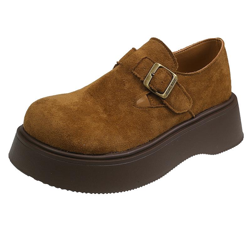 Platform-soled Boken shoes women's spring and autumn single shoes 2025 new retro heightening one-pedal loafers British style small leather shoes