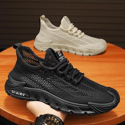 Summer New Men's Mesh Sneakers Sports Casual Shoes Breathable Men's Thick Sole Running Shoes
