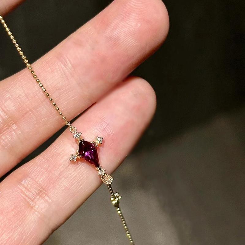 

Unique sweet trend fashion purple gemstone bracelets for women light luxury exquisite chain bracelet layered style jewelry gift 17-20cm