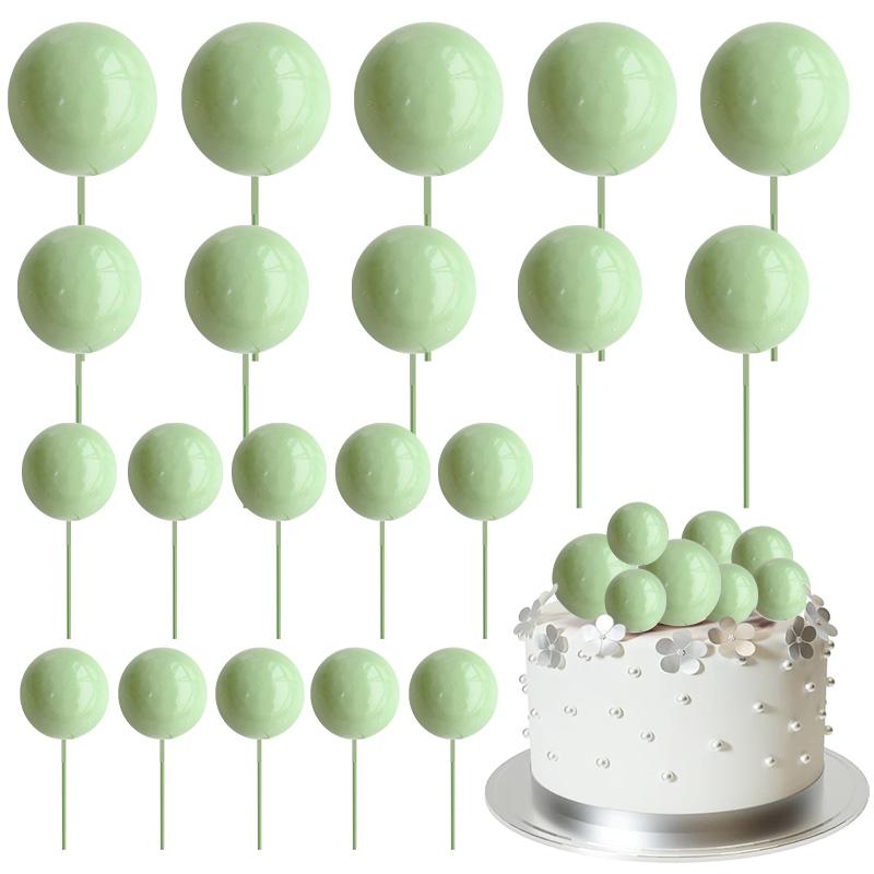 20pcs Colorful Balls Cake Topper for Wedding Birthday Party Cake DIY Decoration Mini Balloons Cupcake Insert Sticks Baby Shower