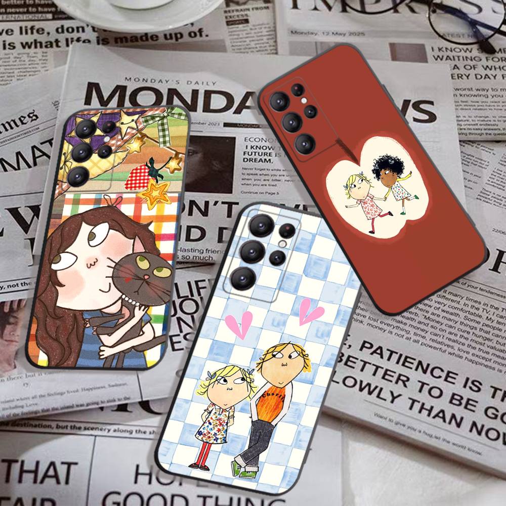 Charlie And Lola Anime Phone Case For Samsung S 24 Fe 25 Ultra Plus 20 Lite 21 30 22 23 24 22 Ultra 5G Fundas