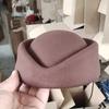 Cappello a Cilindro Riccio Retrò, Berretto di Lana Monocolore, Cappello Elegante da Banchetto Quotidiano per Donna