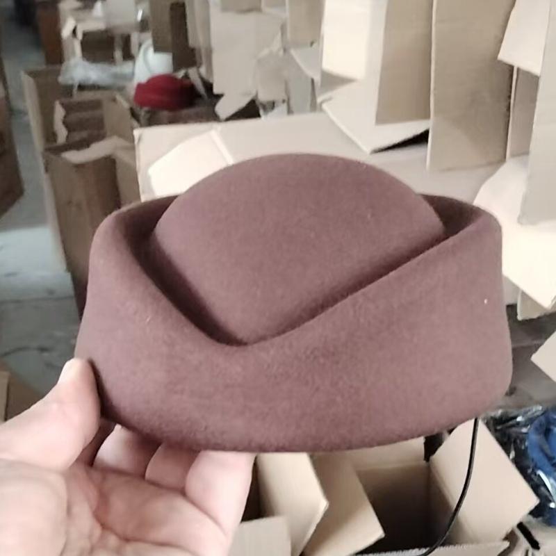 Cappello a Cilindro Riccio Retrò, Berretto di Lana Monocolore, Cappello Elegante da Banchetto Quotidiano per Donna
