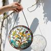 2D Flat Stained Glass Nature Branches and Leaves Window Decoration, 6.3/7.87inches Colored Glass Plate with Chain, Charming Spring Summer Sun Catcher