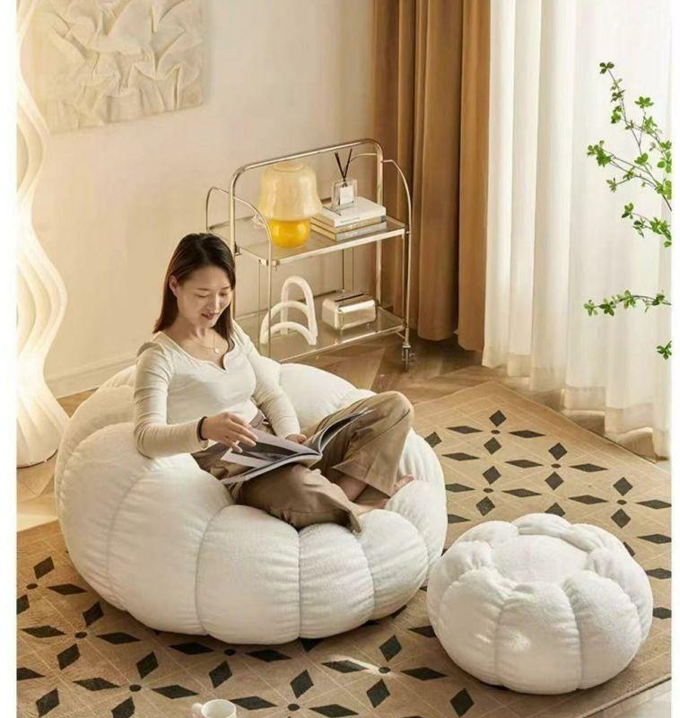 Pumpkin Style Lazy Sofa Chair for Small Spaces - Ideal for Bedroom, Living Room, or Balcony