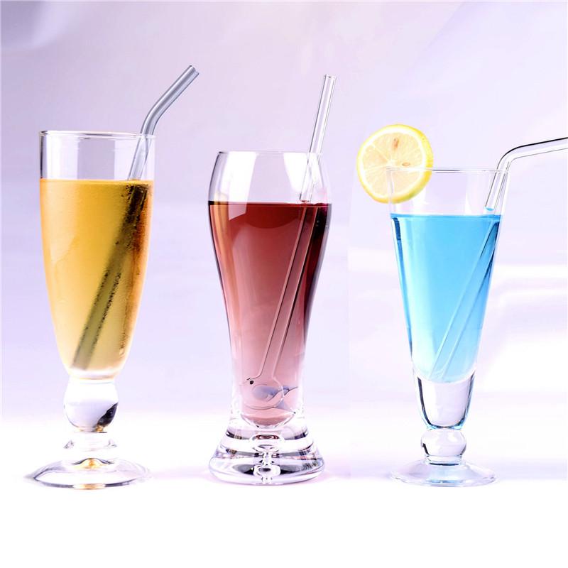 3Pcs Reusable Clear Glass Water Drinking Straws With Brush Bar Accessories